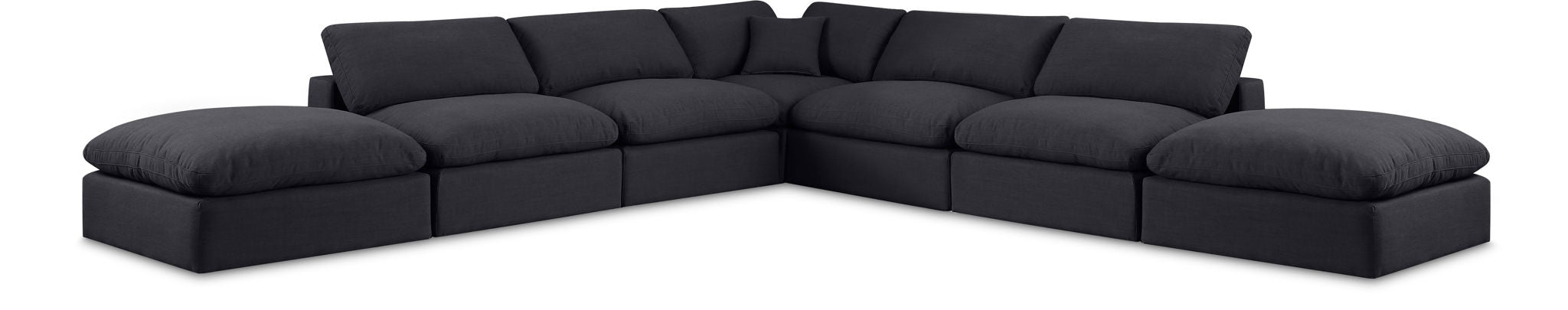 Seccional modular tapizado de tela con textura de lino Comfy de 157" de 7 piezas