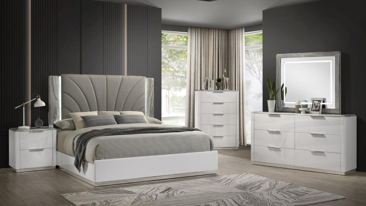 Jazz Bedroom Set – Jazz King 5 Pc White by Galaxy Home Furnishings