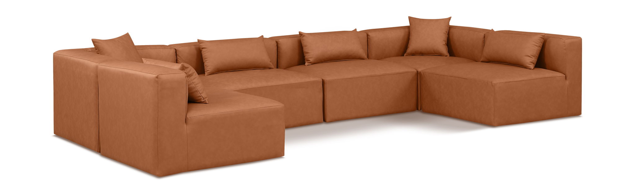 Cube 144" Vegan Leather Upholstered 6pc. Modular Sectional