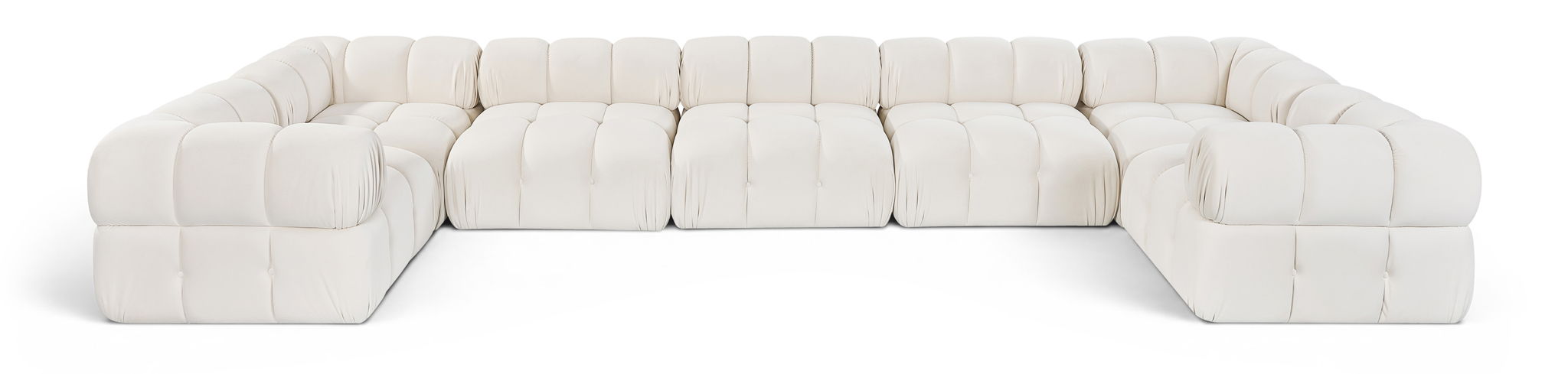 Orin 185" Velvet Performance Fabric Upholstered 7 Pc. Modular Sectional