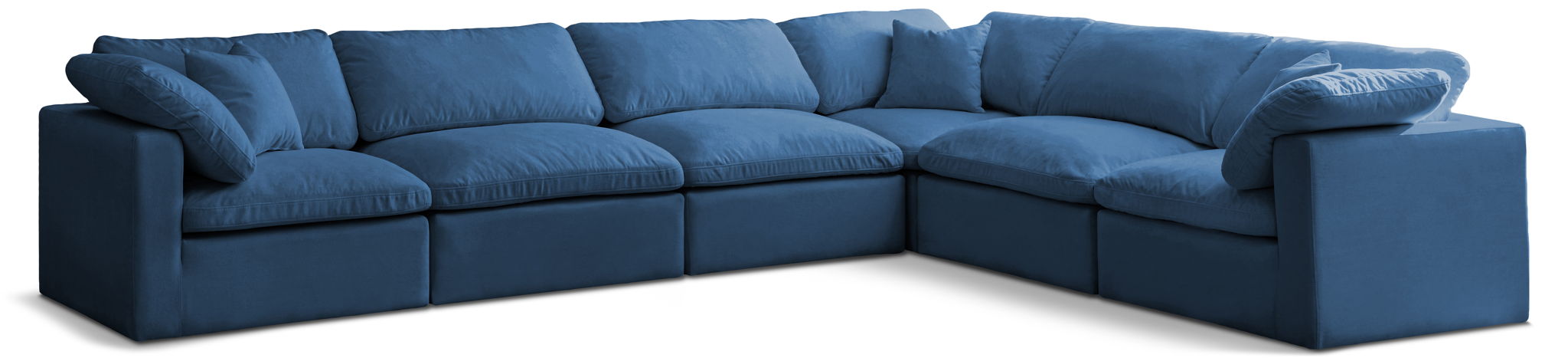 Plush 140" Velvet Upholstered Standard Comfort 6pc. Modular Sectional