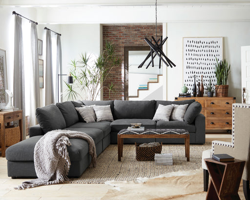 Serene Square Upholstered Ottoman Charcoal - Grey