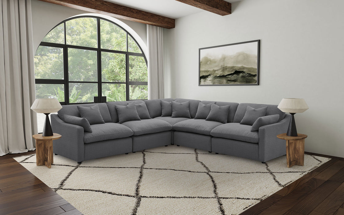 Sofá seccional modular tapizado Hobson de 5 piezas, color marfil