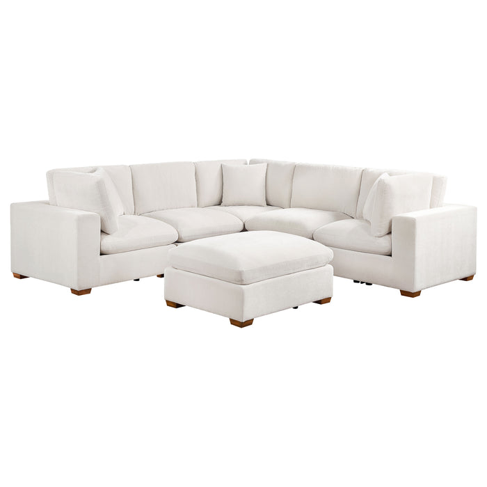 Lakeview 6-piece Upholstered Modular Sectional Sofa with 3 Corner Chairs Ivory