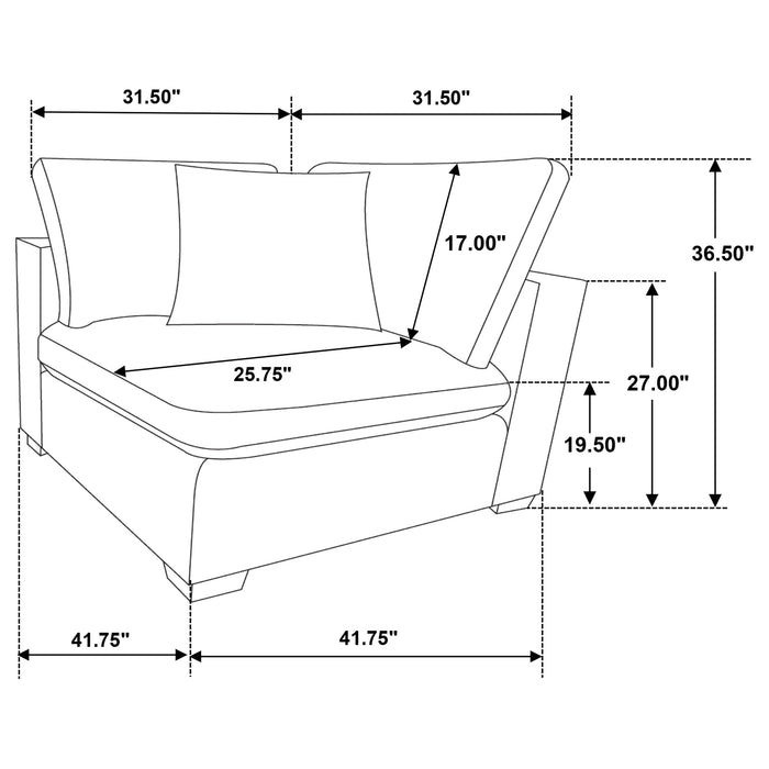 Lakeview 6-piece Upholstered Modular Sectional Sofa with 3 Corner Chairs Ivory
