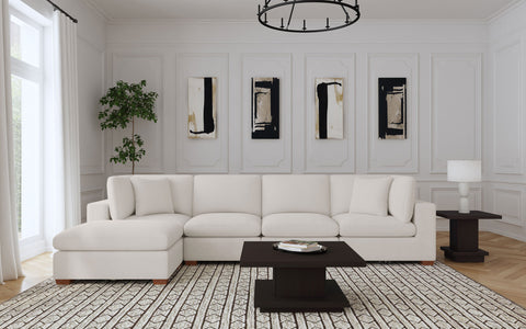 Sofá seccional modular tapizado de 5 piezas Lakeview color marfil