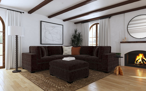 Lakeview 6-piece Upholstered Modular Sectional with 3 Corner Chairs Chocolate