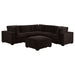 Lakeview 6-piece Upholstered Modular Sectional with 3 Corner Chairs Chocolate
