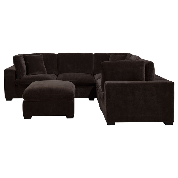 Lakeview 6-piece Upholstered Modular Sectional with 3 Corner Chairs Chocolate