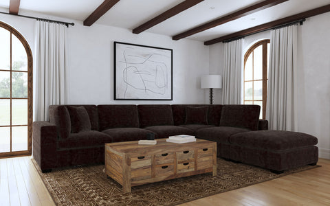 Seccional modular tapizado Lakeview de 6 piezas - chocolate