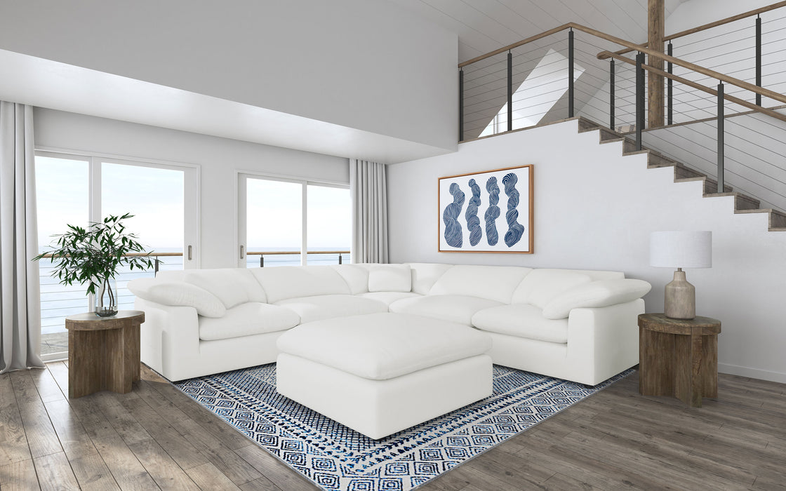 Raleigh 6-piece Boucle Upholstered Modular Sectional with 3 Corner Chairs Ivory