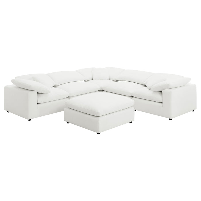 Raleigh 6-piece Boucle Upholstered Modular Sectional with 3 Corner Chairs Ivory