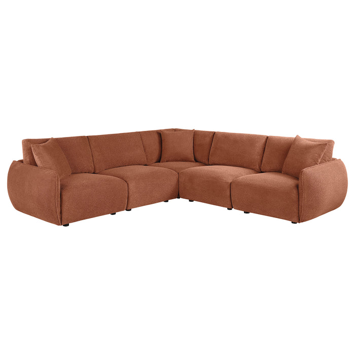 Elysia 5-piece Fabric Upholstered Modular Sectional Sofa Coral