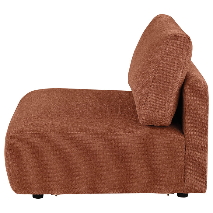 Elysia Fabric Upholstered Modular Armless Chair Coral