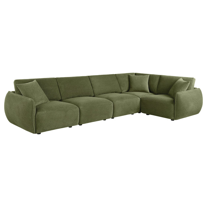 Elysia 5-piece Fabric Upholstered Modular Sectional Sofa Green