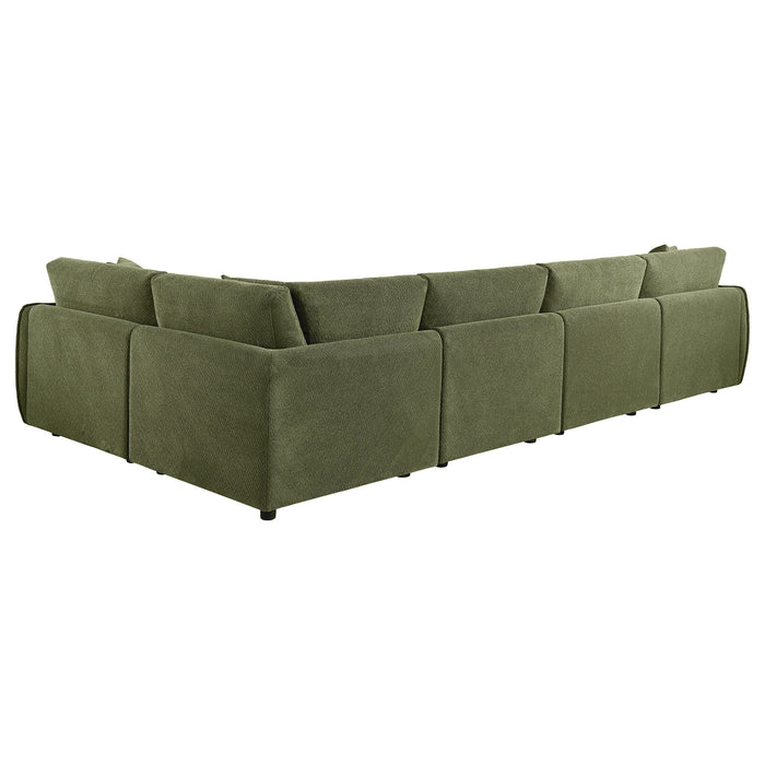 Elysia 5-piece Fabric Upholstered Modular Sectional Sofa Green
