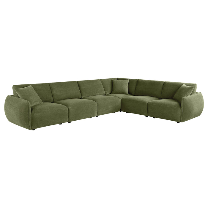 Elysia 6-piece Fabric Upholstered Modular Sectional Sofa Green