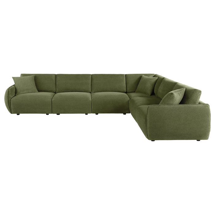 Elysia 6-piece Fabric Upholstered Modular Sectional Sofa Green