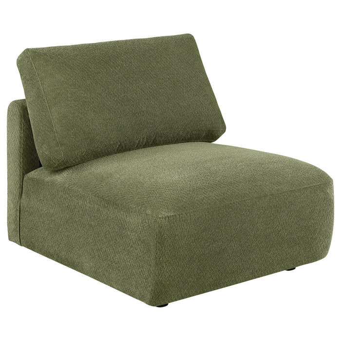 Elysia Fabric Upholstered Modular Armless Chair Green