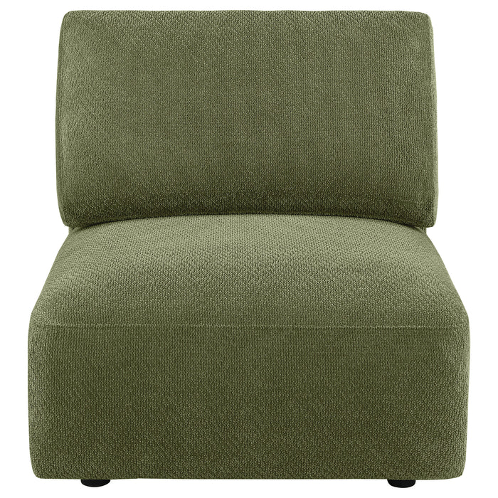 Elysia Fabric Upholstered Modular Armless Chair Green