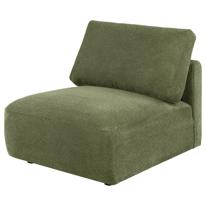 Elysia Fabric Upholstered Modular Armless Chair Green