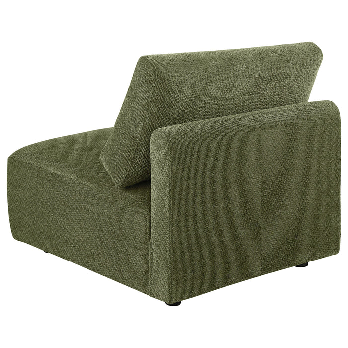 Elysia Fabric Upholstered Modular Armless Chair Green