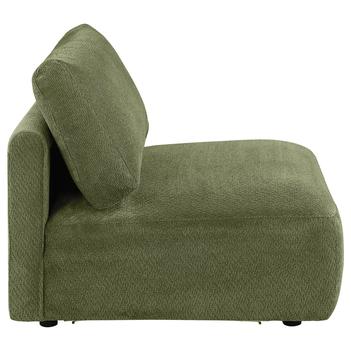 Elysia Fabric Upholstered Modular Armless Chair Green