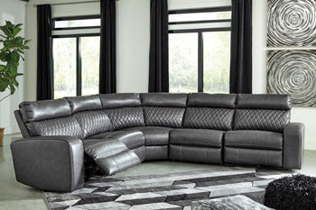 Samperstone 3-Piece Power Reclining Sectional Sofa - Black/Gray