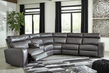 Samperstone 3-Piece Power Reclining Sectional Sofa - Black/Gray