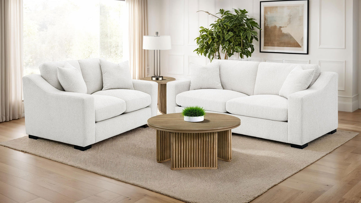 Ashlyn 2-piece Upholstered Sloped Arm Sofa Set White