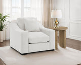 Sillón decorativo Ashlyn con brazos rectos y tapizado de tela, color arena