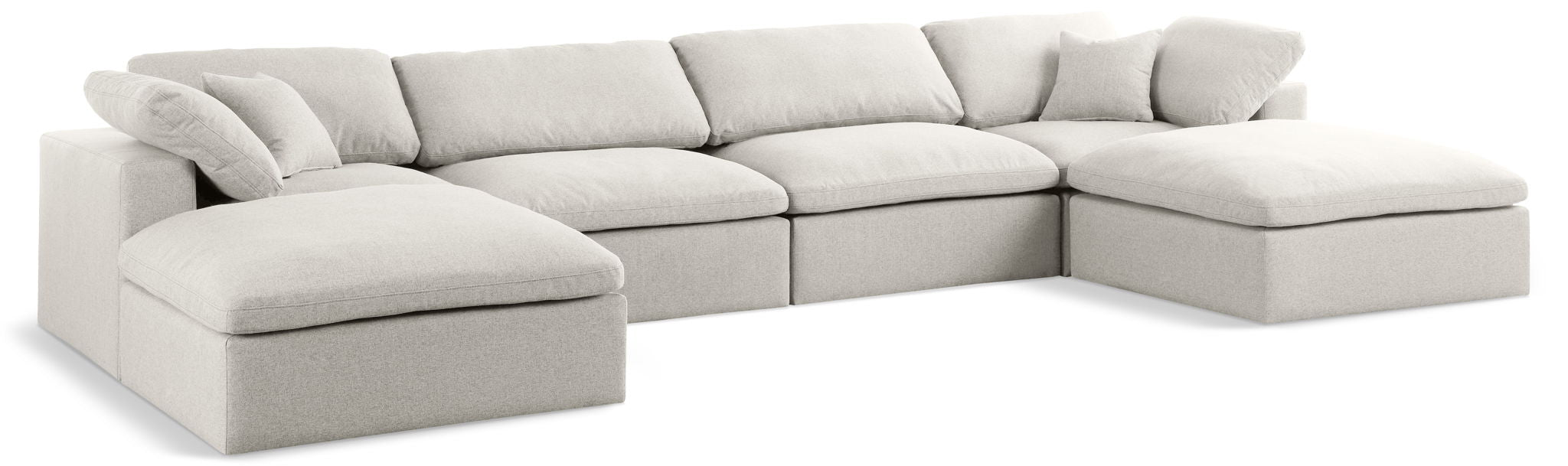 Serene 158" Linen Textured Fabric Upholstered Deluxe Comfort 6pc. Modular Sectional