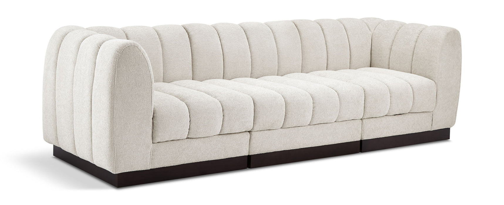 Quinn 101" Chenille Fabric Upholstered 3pc. Modular Sofa
