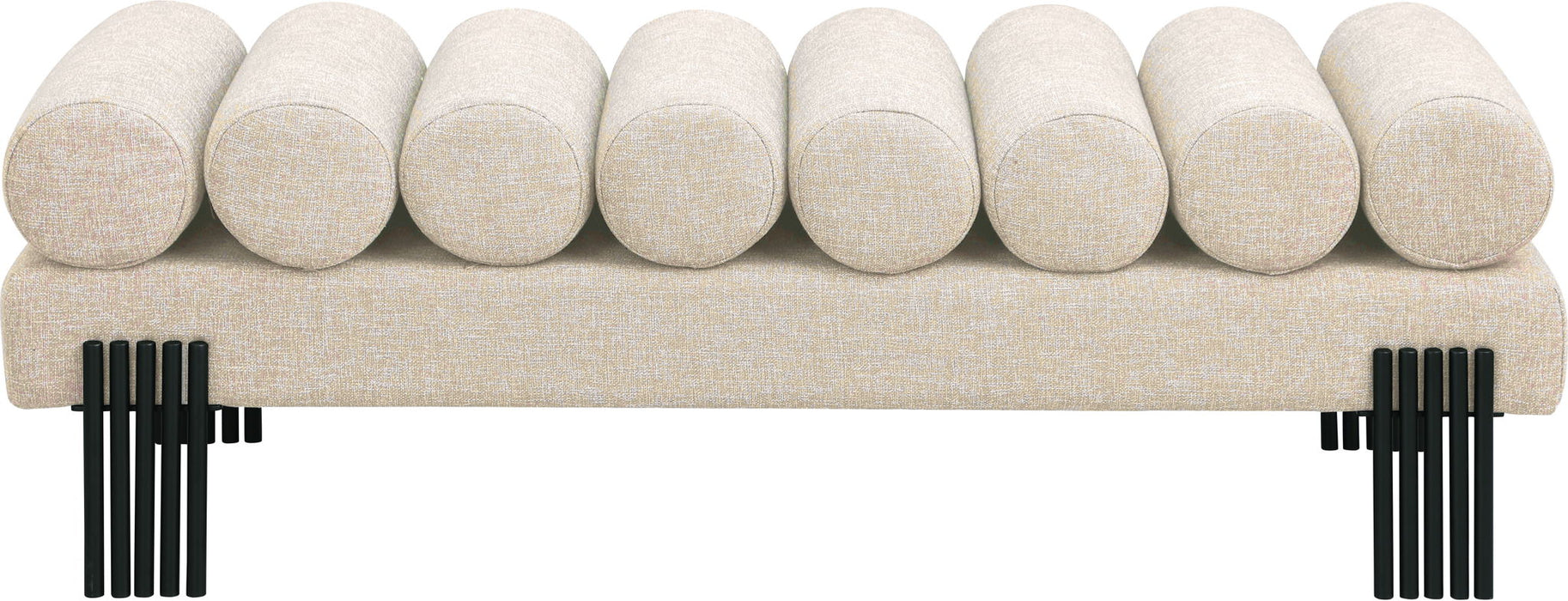 Akeela Linen Textured Fabric Upholstered Bench