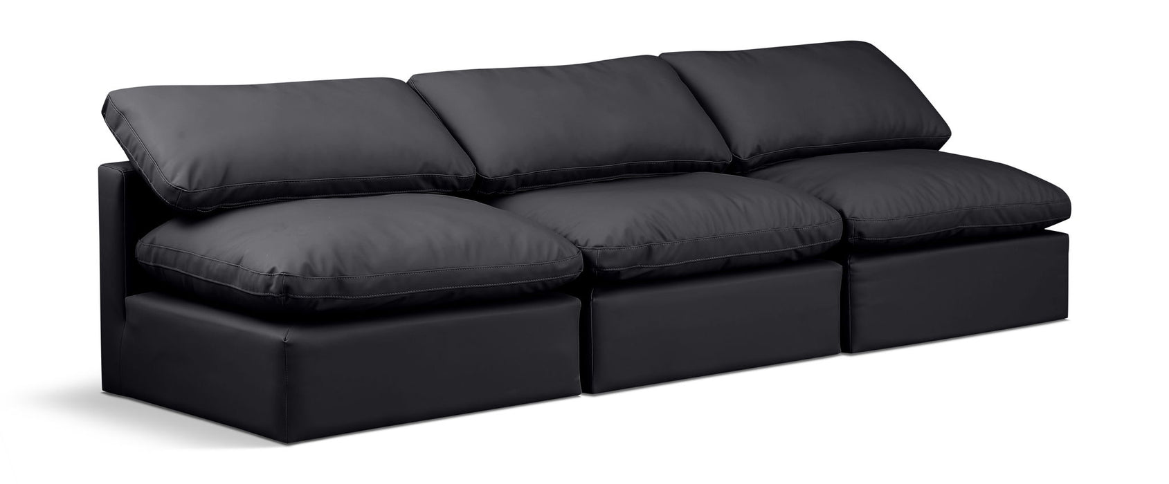 Indulge 105" Vegan Leather Upholstered 3pc. Armless Modular Sofa