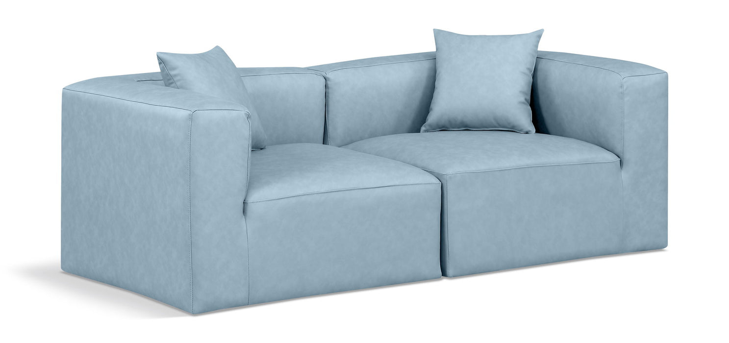 Cube 72" Vegan Leather Upholstered 2pc. Modular Loveseat