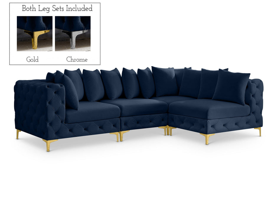 Seccional modular tapizado de terciopelo Tremblay de 109" de 4 piezas