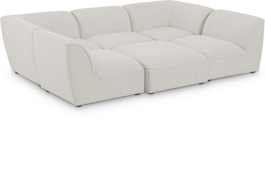 Miramar 109" Linen Textured Fabric Upholstered 6pc. Modular Sectional