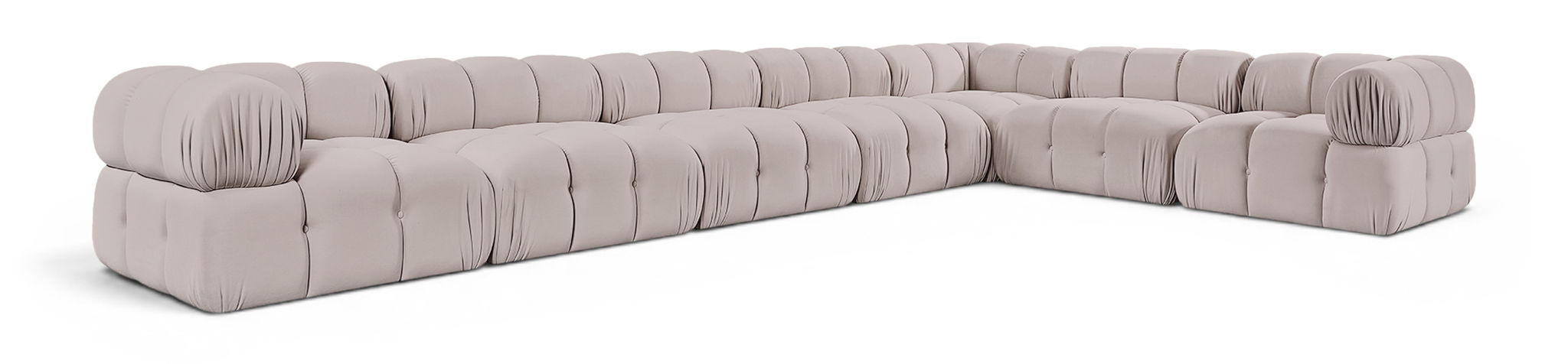 Seccional modular tapizado de terciopelo de alto rendimiento Orin de 185" de 7 piezas