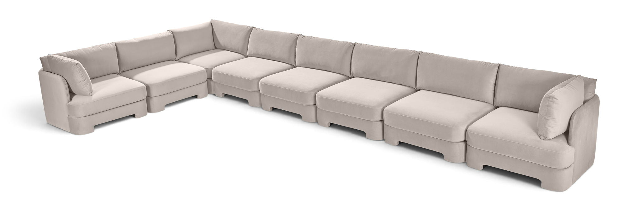 Hammond 222" Velvet Performance Fabric Upholstered 8pc. Modular Sectional