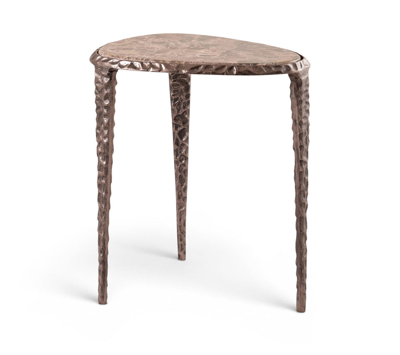 Gild Genuine Marble Top And Aluminum Base End Table