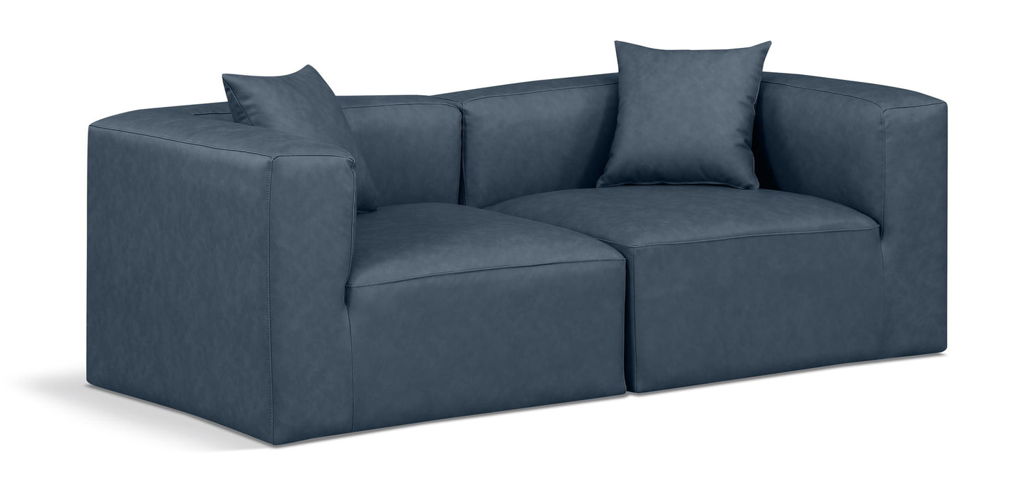 Cube 72" Vegan Leather Upholstered 2pc. Modular Loveseat