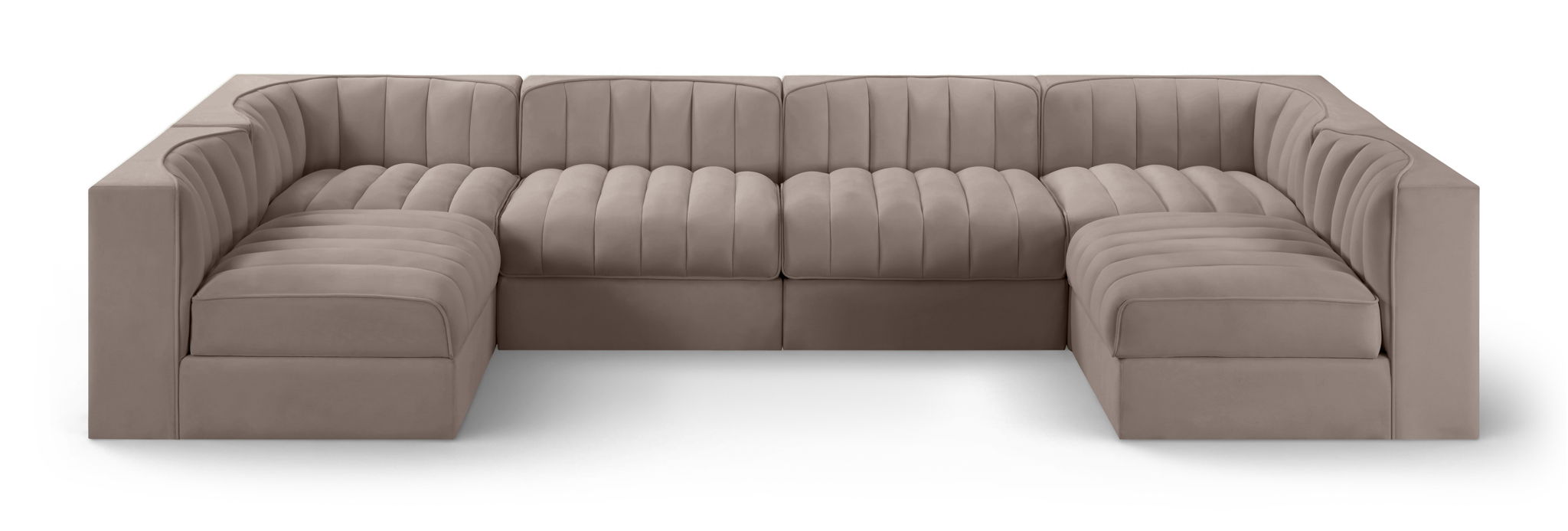Rummi 126" Velvet Performance Fabric Upholstered 6pc. Modular Sectional