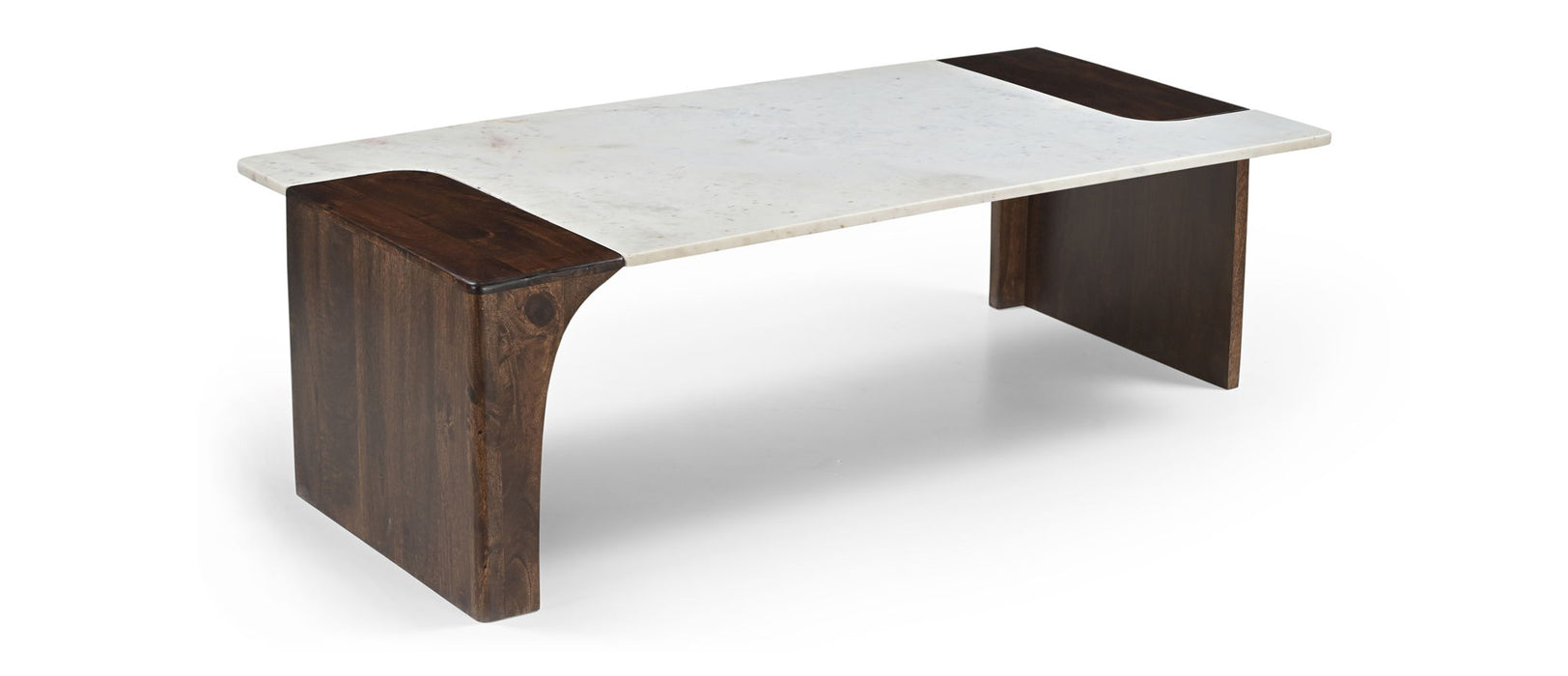 Mesa de centro de mármol genuino y de madera de mango Enna