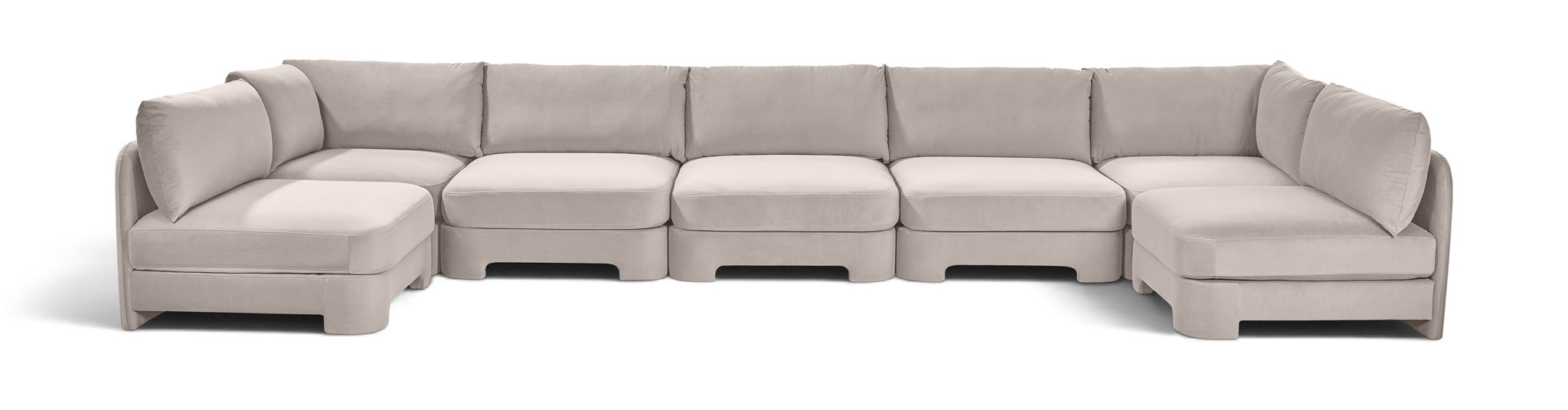 Seccional modular tapizado de terciopelo de alto rendimiento Hammond de 185" de 7 piezas