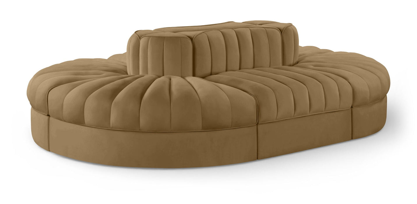 Rummi 97" Velvet Performance Fabric Upholstered 6pc. Modular Sectional