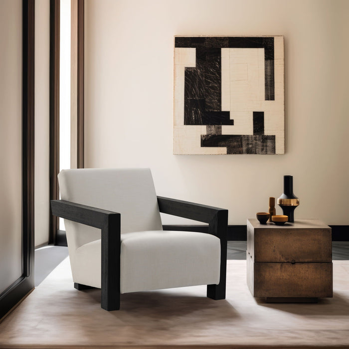 Ward Linen Textured Fabric Upholstered Accent Chair - Cream