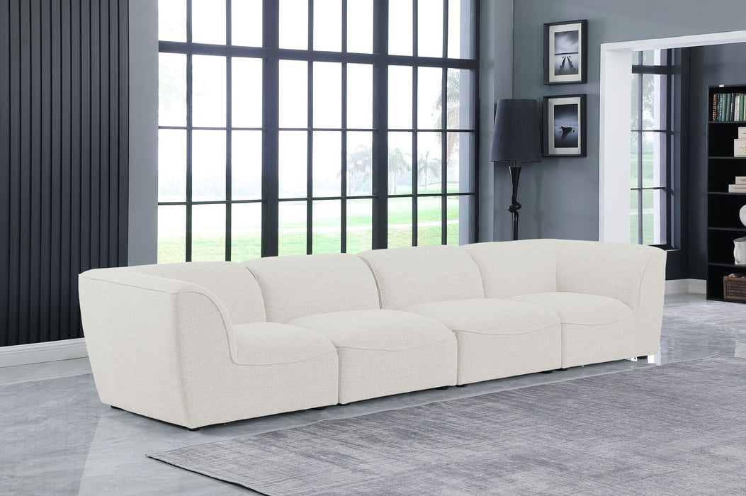Miramar 142" Linen Textured Fabric Upholstered 4pc. Modular Sofa