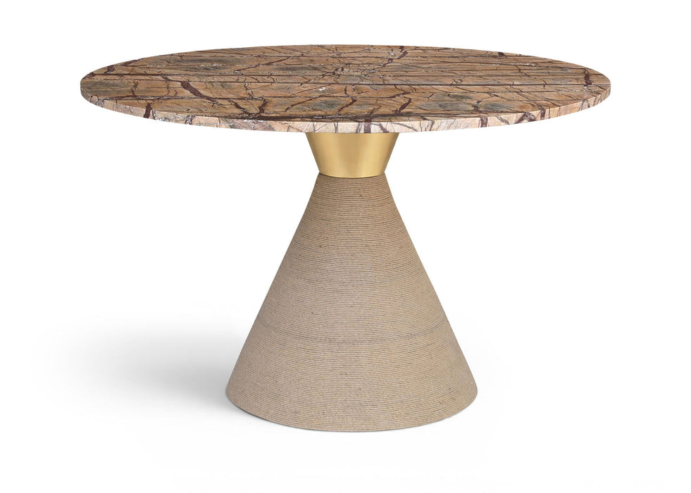 Mesa de comedor de mármol genuino y de yute Baleen de 48"