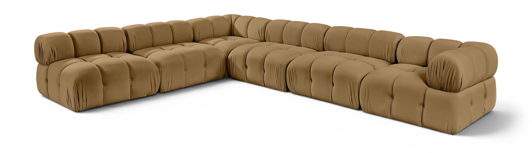 Orin 148" Velvet Performance Fabric Upholstered 6 Pc. Modular Sectional